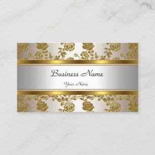 Elegante stilvolle goldene cremefarbene Blumen Visitenkarte