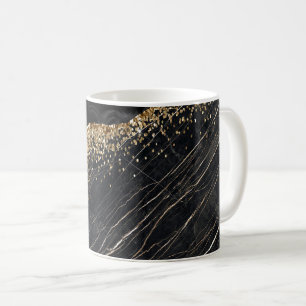 Elegante stilvolle goldene Glitter-Pailletten schw Kaffeetasse