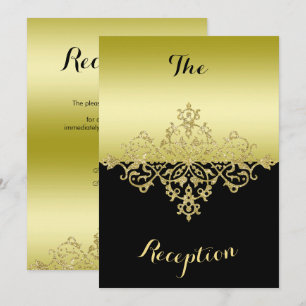Elegante, stilvolle goldene und schwarze Hochzeits Einladung