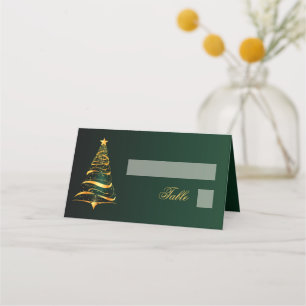 Elegante stilvolle goldene Weihnachtsbaum-Hochzeit Platzkarte