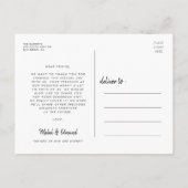 Elegante stilvolle Hochzeit danke Postkarte (Rückseite)