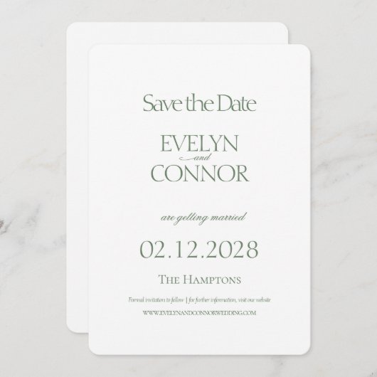 Elegante, stilvolle Hochzeit speichern Sie das Dat Save The Date (Vorne/Hinten)