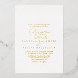 Elegante stilvolle Kalligrafie Nuestra Boda Gold Folieneinladung