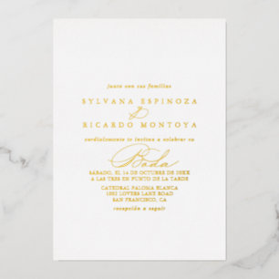 Elegante stilvolle Kalligrafie Spanische Hochzeit Folieneinladung