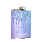 Elegante, stilvolle Kick-Blue & lila Glitzer Tropf Flachmann (Rechts)