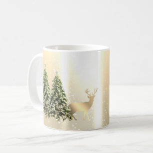 Elegante, stilvolle Kiefern, Weihnachtsrentier Kaffeetasse