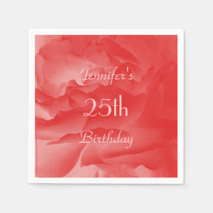 Elegante stilvolle korallenrote rosa Rose, 25. Serviette