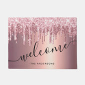 Elegante, stilvolle Kupfergold-Rose-Glitzer-Tropfe Fußmatte (Vorderseite)