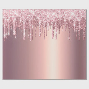 Elegante, stilvolle Kupfergold-Rose-Glitzer-Tropfe Geschenkpapier