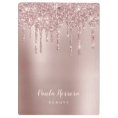 Elegante, stilvolle Kupfergold-Rose-Glitzer-Tropfe Klemmbrett (Rückseite)