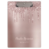 Elegante, stilvolle Kupfergold-Rose-Glitzer-Tropfe Klemmbrett (Vorderseite)
