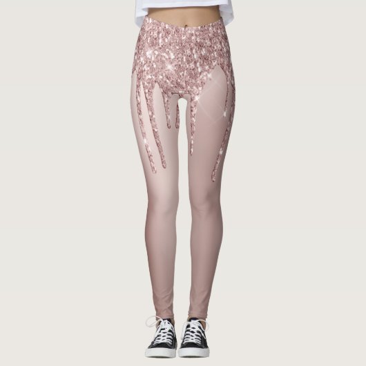 Elegante, stilvolle Kupfergold-Rose-Glitzer-Tropfe Leggings (Vorderseite)