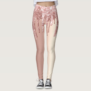 Elegante, stilvolle Kupfergold-Rose-Glitzer-Tropfe Leggings