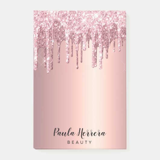 Elegante, stilvolle Kupfergold-Rose-Glitzer-Tropfe Post-it Klebezettel (Vorderseite)