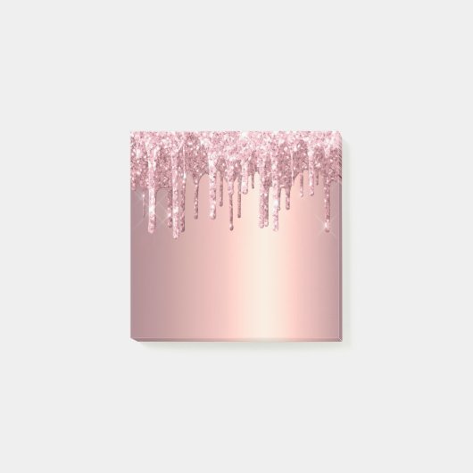 Elegante, stilvolle Kupfergold-Rose-Glitzer-Tropfe Post-it Klebezettel (Vorderseite)