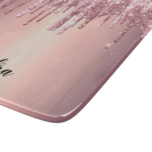 Elegante, stilvolle Kupfergold-Rose-Glitzer-Tropfe Schneidebrett (Ecke)