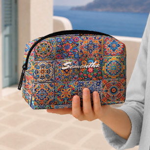 Elegante stilvolle mexikanische Talavera-Fliesen M Waschbeutel
