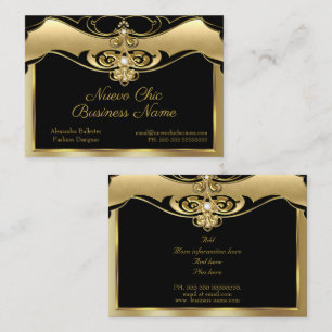 Elegante stilvolle Mode Beige Gold Edelsteine Schw Visitenkarte