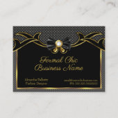 Elegante, stilvolle Mode-Bow-Krawatte Gold Black S Visitenkarte (Vorderseite)