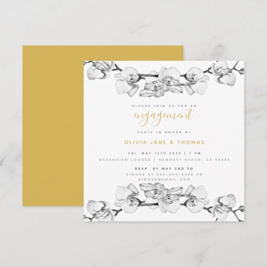 Elegante stilvolle, moderne, florale Engagement Pa Einladung (Vorne/Hinten)