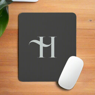 Elegante, stilvolle olivgrüne Monogramm-Initiale N Mousepad