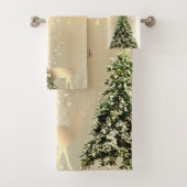 Elegante, stilvolle Pinienbäume, Weihnachtsmann Badhandtuch Set (Insitu)