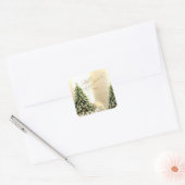 Elegante, stilvolle Pinienbäume, Weihnachtsmann Quadratischer Aufkleber (Umschlag)