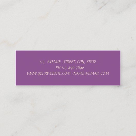 Elegante stilvolle Proffesional Violet - Glittery Mini Visitenkarte (Rückseite)