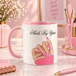 Elegante stilvolle rosa Nägel Schrift Schönheitssa Tasse