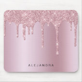 Elegante stilvolle Rosa Rosa Gold Glitzer Tropfen Mousepad (Vorne)