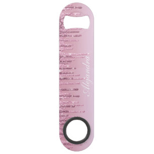 Elegante stilvolle Rosa Rosa Gold Glitzer Tropfen Speed Flaschenöffner