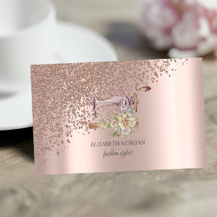 Elegante stilvolle Rose-Gold-Diamant-Nähmaschine Visitenkarte