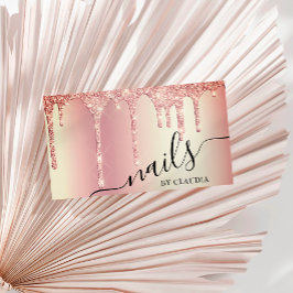 Elegante stilvolle Rose Gold Glitzer Tropfen Nägel Visitenkarte
