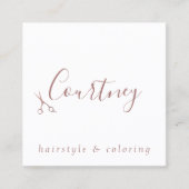 Elegante stilvolle Rose Gold Weißer Haar Stylist Quadratische Visitenkarte (Vorderseite)
