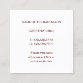 Elegante stilvolle Rose Gold Weißer Haar Stylist Quadratische Visitenkarte (Rückseite)