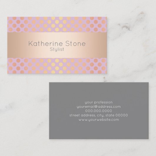 Elegante, stilvolle Rose Goldpolka-Punkte-Muster p Visitenkarte (Vorne/Hinten)