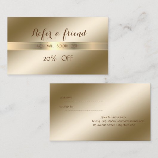 Elegante, stilvolle,schlanke Referenzkarte Empfehlungskarte (Vorne/Hinten)