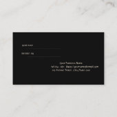 Elegante, stilvolle, schwarze Referenzkarte Empfehlungskarte (Rückseite)