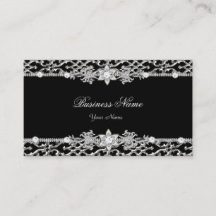 Elegante stilvolle Silber-Schwarz-Diamant 2 Visitenkarte