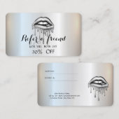 Elegante, stilvolle Silver Metallic Dripping Lips Empfehlungskarte (Vorne/Hinten)