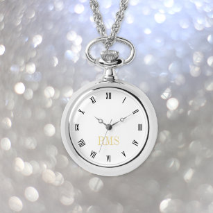 Elegante Stilvolle Silver Mit Monogramm Necklace W Armbanduhr