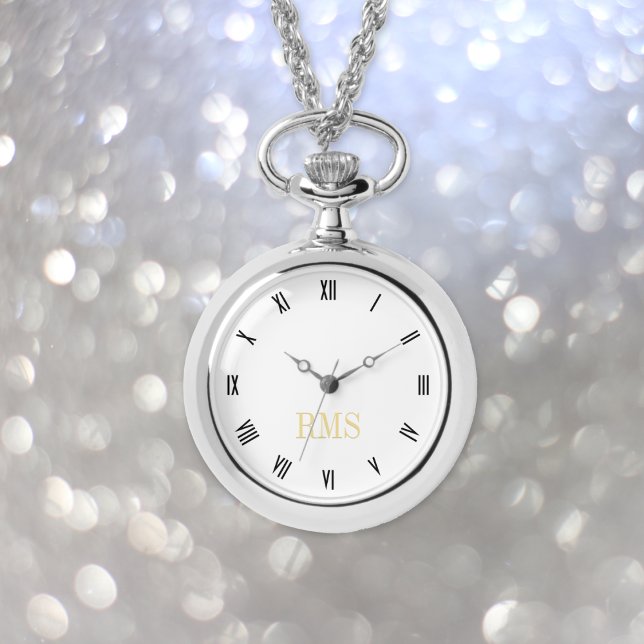 Elegante Stilvolle Silver Mit Monogramm Necklace W Armbanduhr (Elegant Stylish Silver Monogrammed Necklace Watch)