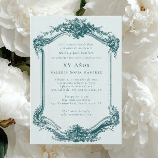 Elegante stilvolle Smaragd-Quinceañera 15. Geburts Einladung