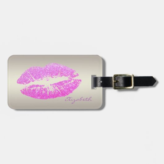 Elegante Stilvolle Stilelemente - Glitterie Lippen Gepäckanhänger (Vorderseite horizontal)