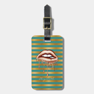 Elegante stilvolle Streifen Metallic tropfende Lip Gepäckanhänger