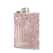 Elegante stilvolle Tropfen aus Kupfergold-Rose Flachmann (Links)