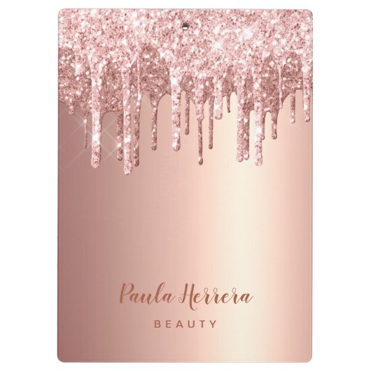 Elegante stilvolle Tropfen aus Kupfergold-Rose Klemmbrett (Rückseite)