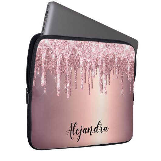 Elegante stilvolle Tropfen aus Kupfergold-Rose Laptopschutzhülle (Vorne Rechts)