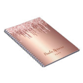 Elegante stilvolle Tropfen aus Kupfergold-Rose Notizblock (Rechte Seite)