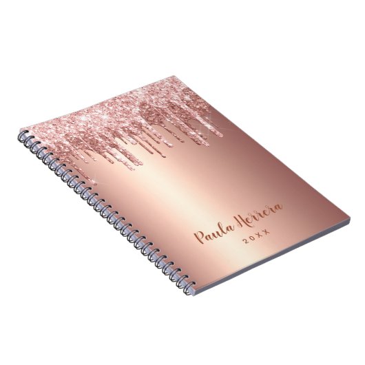 Elegante stilvolle Tropfen aus Kupfergold-Rose Notizblock (Rechte Seite)